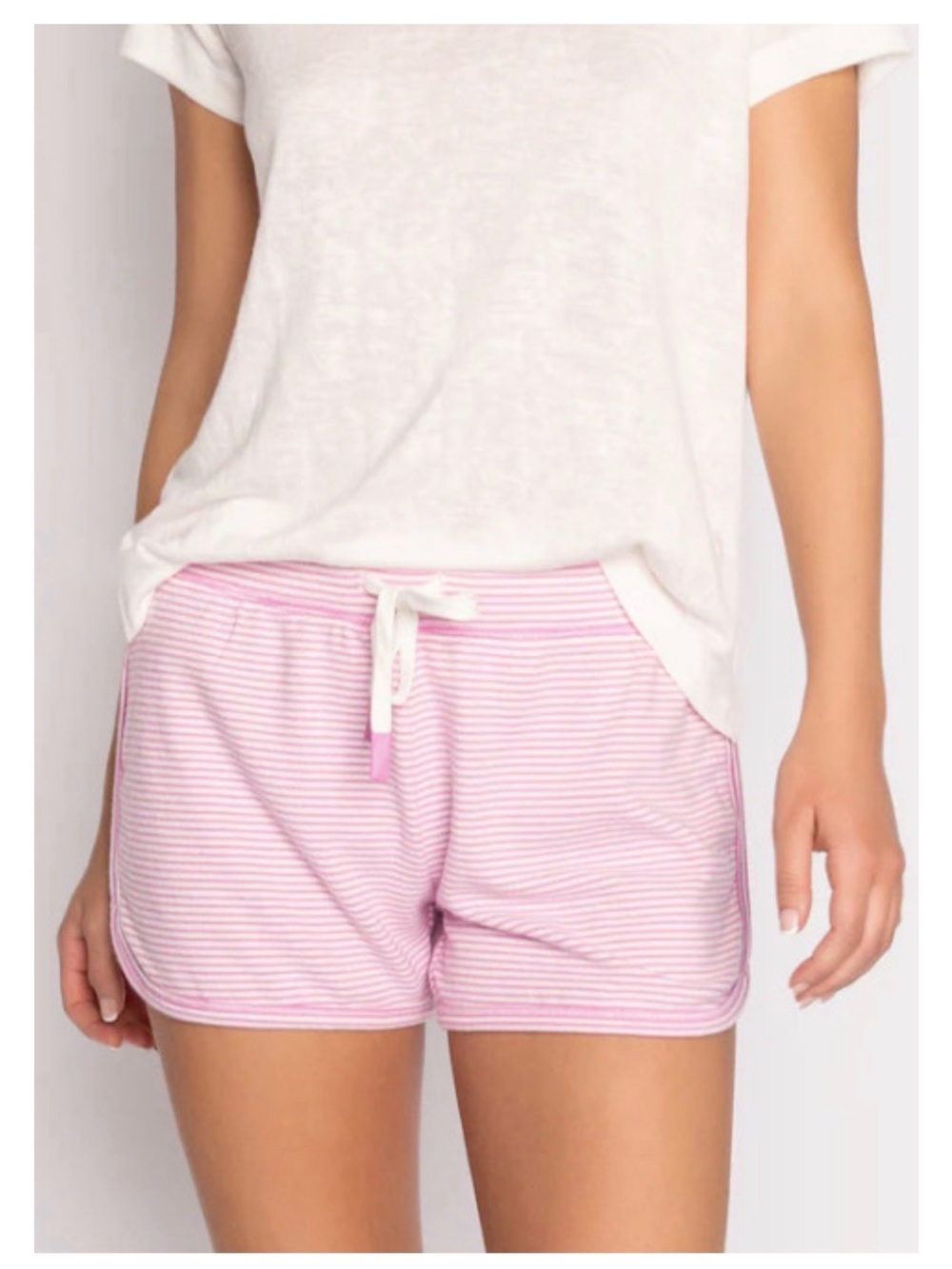 Pink & White Striped Lounge Shorts